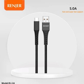 تصویر کابل شارژ رنجر TYPE-C مدل RENJER RJ-24 2.1A CHARGE CABLE RENJER RJ-24 TYPE C (USB-C) 2.1A 1M