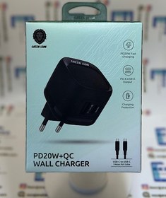 تصویر شارژر همراه با کابل گرین لاین فست و PD دو پورت 20 وات Green Lion 20w 