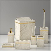 تصویر ست سرویس بهداشتی ۷ پارچه هارمونی مدل رویا طرح سنگ کرم طلایی 