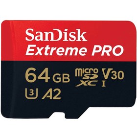 تصویر کارت حافظه 64 گیگ سن دیسک سرعت 200 SanDisk micro SD 64GB Extreme PRO