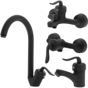 تصویر ست شیرآلات زحل مدل قاصدک Black Maat-47 مجموعه 4 عددی 