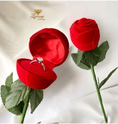 تصویر جعبه انگشتر گل رز سایز بزرگ 
