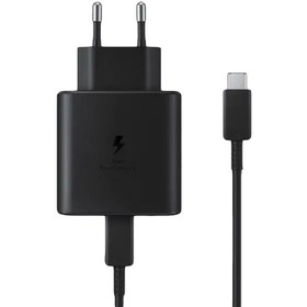 تصویر شارژر دیواری 45 وات سامسونگ مدل EP-T4510 به همراه کابل تبدیل USB-C شارژر موبایل شارژر دیواری سامسونگ EP-T4510 مشکی