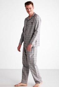 تصویر پیژامه و لباس خواب مردانه خاکستری یو اس پولو | USPOLO-2024-Kış-E24 اورجینال 