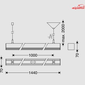 تصویر چراغ LED روکار/ آویز خطی مشکی 39 وات یخی لومینا مازی نور LUMINA Surface Mount/Suspended LED Linear Luminaire, 115cm Length, LED2, 3800 Lumen, 39w, 4000K, White, Mazinoor