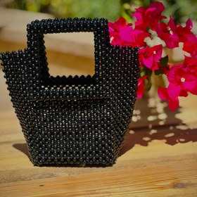 تصویر کیف زنانه مرواریدی دست باز سبدی دسته سرخود 