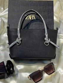 تصویر کیف دستی زنانه چرمی ZARA مدل دسته نگین همراه بند بلند چرمی ZARA BAG