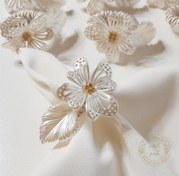 تصویر حلقه دستمال گل و برگ کریستال 