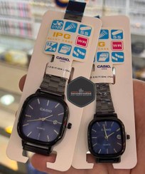 تصویر ساعت casio اولدمانی بند مشکی صفحه سرمه ای 