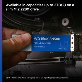 تصویر حافظه اس اس دی اینترنال وسترن دیجیتال مدل آبی SN580 M.2 2280 NVMe ظرفیت 500 گیگابایت Western Digital Blue SN580 M.2 2280 NVMe 500GB SSD