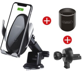 تصویر پایه نگهدارنده و شارژر وایرلس گوشی ارلدام Earldom ET-WC10 3in1 Wireless Car Holder 