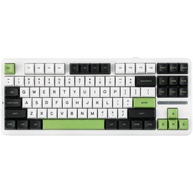 تصویر کیبورد گیمینگ مکانیکال AULA F87 ( رنگ سفید / مشکی / سبز ) سوییچ GRAY WOOD AULA F87 BLACK+WHITE+GREEN GRAY WOOD SWITCH V3