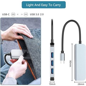 تصویر هاب 4 پورت USB-C 3.1 مدل P-NET T-3612 USB Hub 4 Ports Aluminum USB-C to USB 3.1 for MacBook Pro, Air, iPad Pro P-NET T-3612