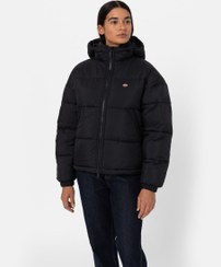 تصویر پافر زنانه کلاه دار دیکیز مدل Alatna Oversized Puffer Jacket مشکی 