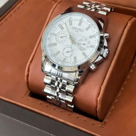 تصویر ساعت مچی عقربه ای مردانه سیکو فول تایم تمام سیلور صفحه سفید مدلQN4200GO Seiko full time men's wristwatch, all silver, white dial, model QN4200GO