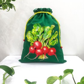 تصویر کیسه نگهداری سبزی پارچه ای سه لایه سبز -طرح تربچه 