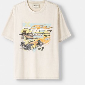 تصویر خرید اینترنتی تیشرت آستین کوتاه مردانه بژ برشکا 07991480 x HOT WHEELS Kısa kollu baskılı t-shirt