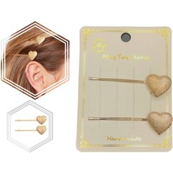 تصویر گلسر مو سنجاق طلایی طرح قلب 