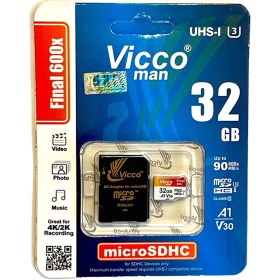 تصویر کارت حافظه میکرو 32 گیگ ویکومن Vicco man Final 600x U3 90MB/s 