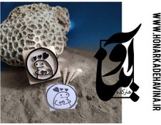 تصویر Price and online purchase of handmade linoleum stamp with a wooden base and foam in the shape of a mannequin and a heart 