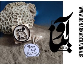 تصویر Price and online purchase of handmade linoleum stamp with a wooden base and foam in the shape of a mannequin and a heart 