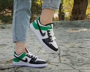 تصویر کفش و کتونی نایک جردن زنانه ساق کوتاه - سفید مشکی سبز / Nike low1