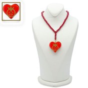 تصویر گردنبند روکش طلا طرح قلب انار قرمز 