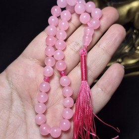 تصویر تسبیح ۳۳ دانه جید صورتی معدنی کد k1197 