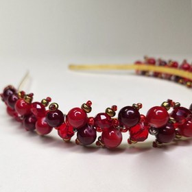 تصویر تاج مرواریدی و کریستالی قرمز مدل ANAR 