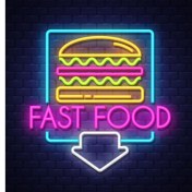 تصویر تابلو نئون فست‌فود و همبرگر 