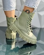 تصویر بوت سربازی ساقدار بندی زیپی دخترانه و زنانه رنگ صورتی و سبز پاستلی 