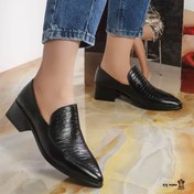 تصویر کفش مجلسی زنانه چرم پاشنه ۳ سانت طرحدار کد A2-179 