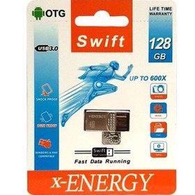 تصویر فلش ۱۲۸ گیگ ایکس-انرژی X-Energy Swift OTG USB3.0 ا X-Energy Swift OTG USB3.0 128GB Flash Memory X-Energy Swift OTG USB3.0 128GB Flash Memory