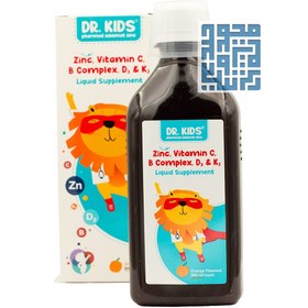 تصویر شربت زینک دکتر کیدز 300 میلی لیتری Dr Kids Zinc Liquid Supplement 300 ml