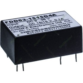 تصویر مبدل ولتاژ چینفا 100 میلی آمپر CHINFA FDD03-1515D4A DC/DC IN:9-36V OUT:15/15V 