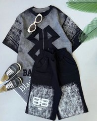 تصویر ست پوشاک پسرانه بالنسیا رنگ نسکافه ای و مشکی 