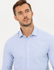 تصویر پیراهن آستین بلند مردانه جذب آبی روشن پیرکاردین 