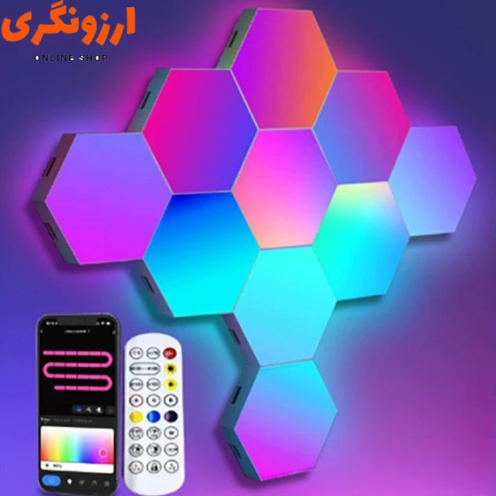 خرید و قیمت چراغ دیواری هوشمند ۶ تکه RGB با ریموت | ترب