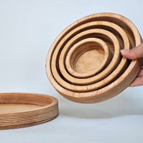 تصویر ست 5 عددی کاسه چوبی گرد 