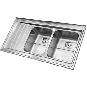 تصویر سینک ظرفشویی استیل البرز مدل 734 ظرفیت ۲ لگن روکار 