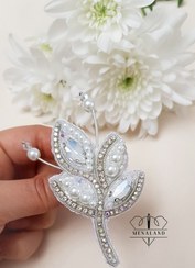 تصویر گلسینه جواهردوزی برگ سفید 