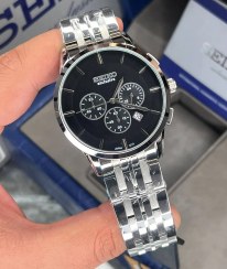 تصویر ساعت SEIKO مردانه سیکو اکسکلوسیو مدل 3216 رنگ نقره ای صفحه مشکی 