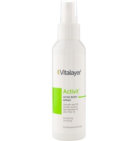 تصویر اسپری لوسیون بدن ضد جوش و لایه بردار اکتی ویت حجم 120 میل ویتالیر Vitalayer Anti Acne Body Lotion 120 ml