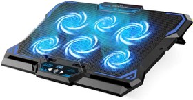 تصویر Gaming Laptop Cooling Pad, 2022 KEYNICE Notebook Cooler with 6 LED Quiet Fan for 12-17 Inch Laptops, 2 USB Ports, 5 Wind Speeds, USB Powered Laptop Cooler, Laptop Fan Stand with LCD Screen Black 