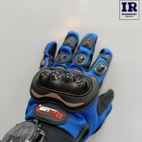 تصویر دستکش موتور سواری ردلاین ضرب گیر دار آبی کد 56 Redline blue model 56 motorcycle riding gloves