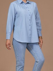 تصویر تونیک زنانه کتان برش دار یقه مردانه کژوال نسترن bornos | 66A4DC43EF02BAF552072A25