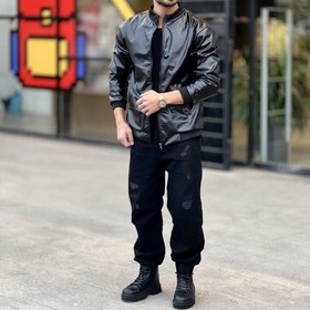 تصویر کاپشن چرم خلبانی داخل خز 