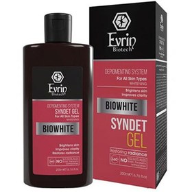 تصویر ژل شستشوی  صورت اورین بیوتک مدل روشن کننده انواع پوست 200 میل Evrin Biowhite Syndet Gel