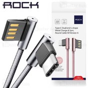 تصویر کابل شارژ Type C راک ROCK Type-C Dual-end L-shape Metal با توان 2 آمپر 