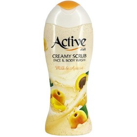 تصویر شامپو بدن و صورت کرمی با رایحه شیر و زردآلو 400گرم اکتیو Active Creamy Scrub Face And Body Wash Milk And Apricot 400g